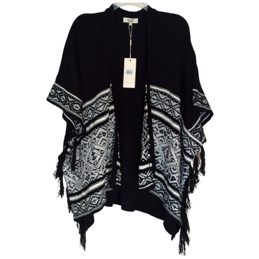 NWT JULIA * AZTEC OPEN FRONT PONCHO CAPE